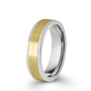 Two Tone Milgrain Wedding Band